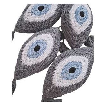 Large Evil Eye Crochet Pillow