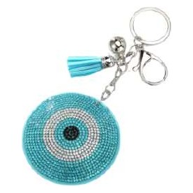 Rhinestone Evil Eye & Tassel Keychain