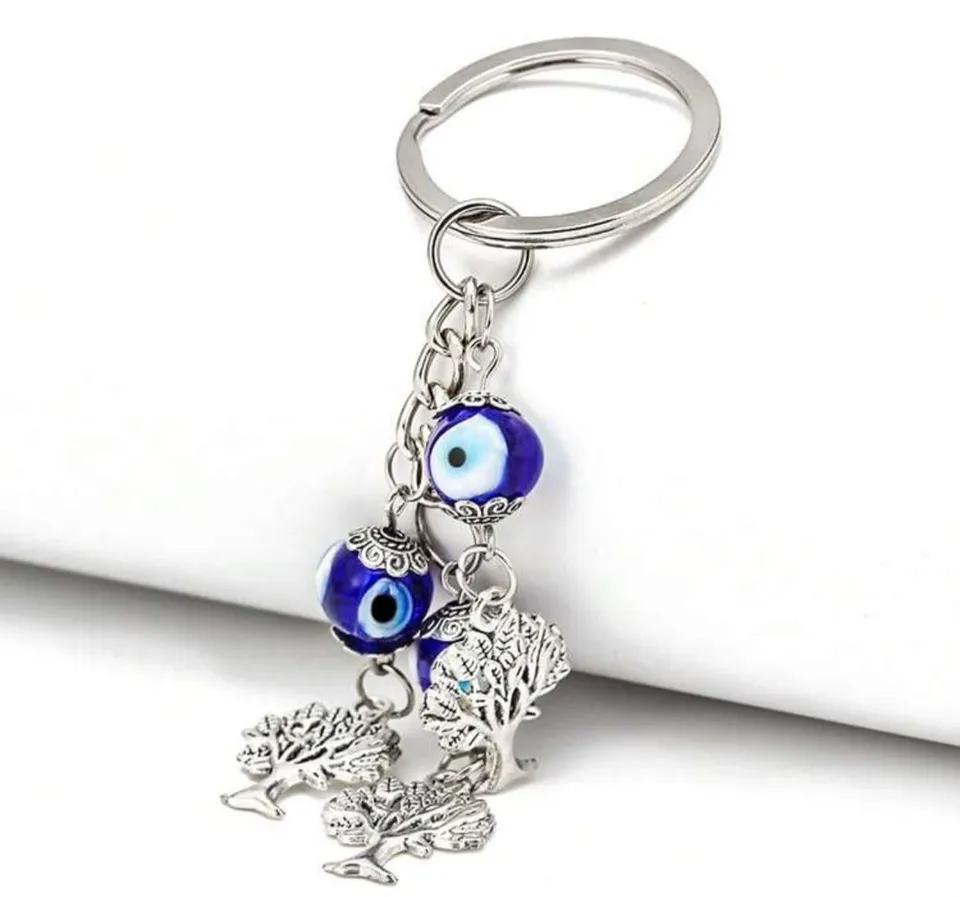 Evil eye keychain with tree of life charms